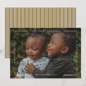 タイプモダン金ゴールドミニマルオーバーレイ写真クリスマス シーズンカード (正面/裏面)