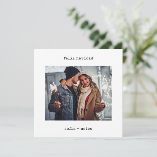 タイプライタスペインのー | Feliz Navidadクリスマスフォト シーズンカード (スタンド正面)