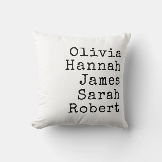 タイプライタパーソナライズされたファミリ名 クッション (正面)