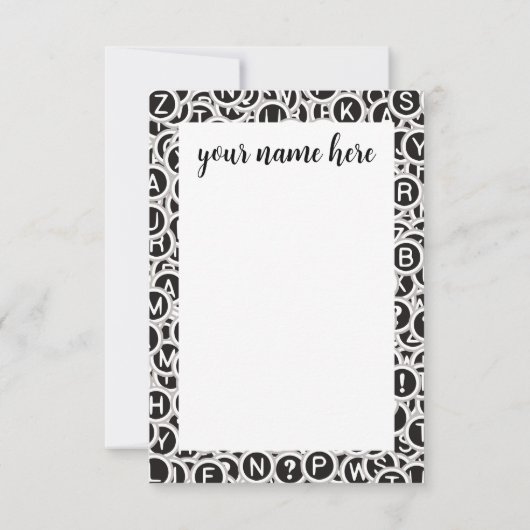 タイプライタパーソナライズされた鍵Notecards サンキューカード (裏面)