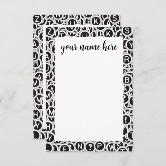 タイプライタパーソナライズされた鍵Notecards サンキューカード (正面/裏面)