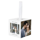 タイプライタミニマルー |とメリー写結婚した真 キューブオーナメント (正面アングル)