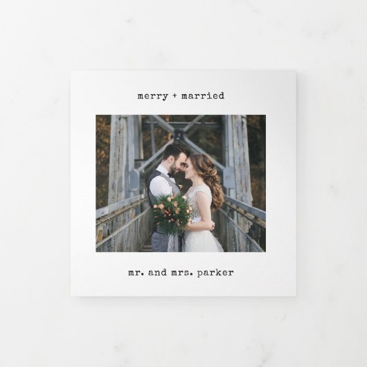 タイプライタミニマルー |とメリー写結婚した真 三つ折りクリスマスカード (カバー)