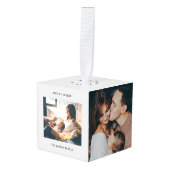 タイプライタミニマルー |とメリー明るい写数々の真 キューブオーナメント (正面アングル)