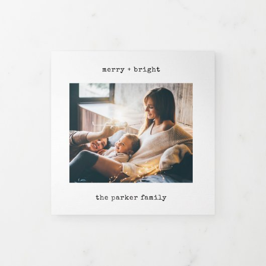 タイプライタミニマルー |とメリー明るい写数々の真 三つ折りクリスマスカード (カバー)