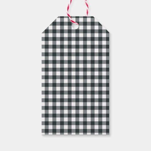 タイプライタモダンー |ホリデー写真ブラックギンガム ギフトタグ (裏面)