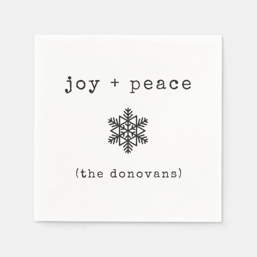 タイプライタモダンー | 白黒のクリスマス スタンダードカクテルナプキン (正面)