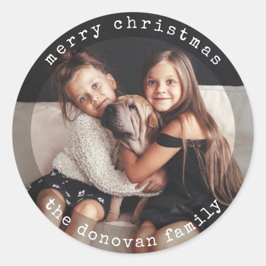 タイプライタモダンー |白黒の休日の写真 ラウンドシール (正面)