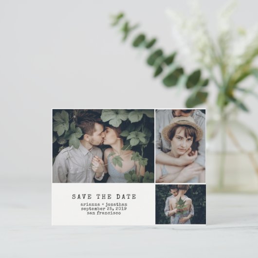 タイプライタモダンー | 3写真日付の保存 案内ポストカード (スタンド正面)