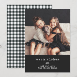 タイプライタモダンー | Holiday Photo on Black Gingham シーズンカード