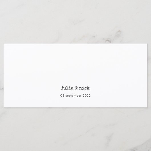 タイプライタユニーク白黒横書き結婚の メニュー (裏面)