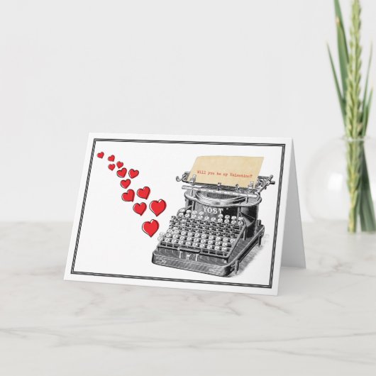タイプライターで打たれたバレンタイン シーズンカード (正面)