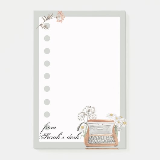 タイプライターとフラワーズ紙ポストイットノート ポストイット (正面)
