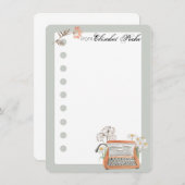 タイプライターとフラワーノートカード ノートカード (正面/裏面)