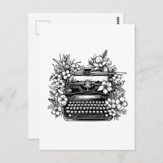 タイプライターと花の美学 ポストカード (正面/裏面)