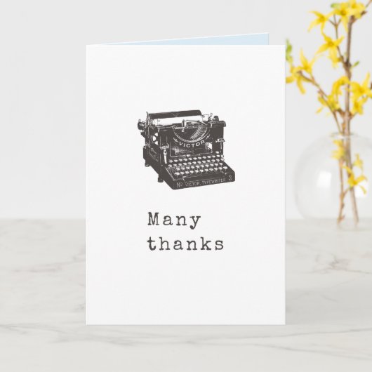 タイプライターのあいさパーソナライズされたつ カード (黄色い花)