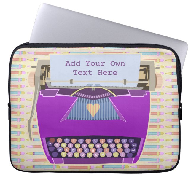タイプライターのかわいいレトロのモダンでパーソナライズな文字 ラップトップスリーブ (正面)
