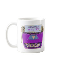 タイプライターのかわいいレトロのモダンな紫色の作家の名前