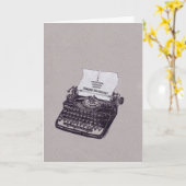 タイプライターのハッピーバースデーのカップケーキ カード (黄色い花)