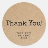 タイプライターのミニマルなクラフト紙 ラウンドシール (正面)