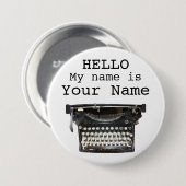 タイプライターの作家の作家の名札パーソナライズなPin 缶バッジ (正面&裏面)