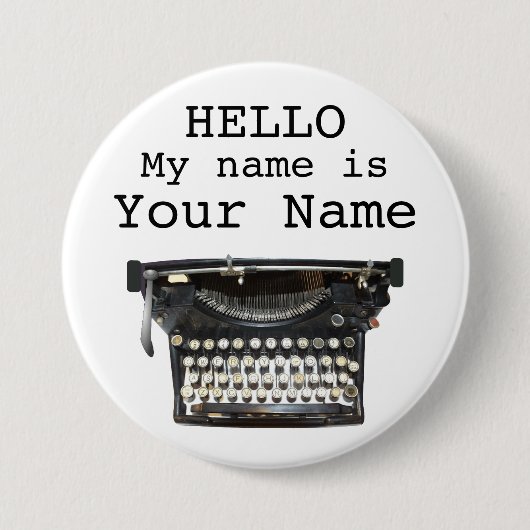 タイプライターの作家の作家の名札パーソナライズなPin 缶バッジ (正面)