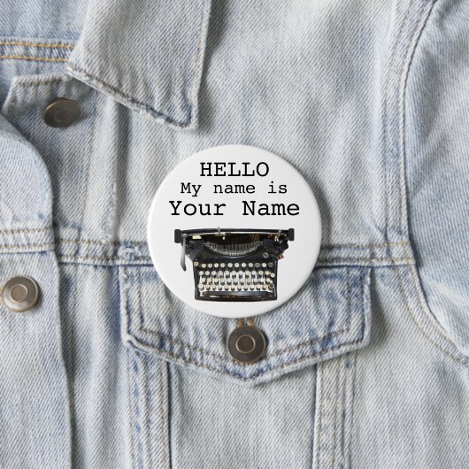 タイプライターの作家の作家の名札パーソナライズなPin 缶バッジ (インサイチュ)