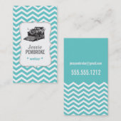 タイプライターの名刺のティール（緑がかった色） 名刺 (正面/裏面)