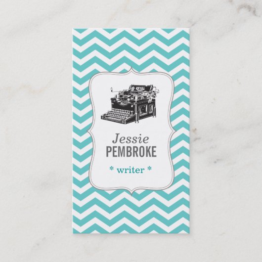 タイプライターの名刺のティール（緑がかった色） 名刺 (正面)