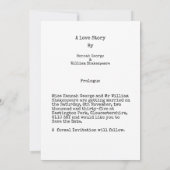 タイプライターの本をテーマにしたウェディング セーブザデート (裏面)