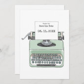 タイプライターの本をテーマにしたウェディング セーブザデート (正面/裏面)