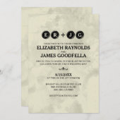 タイプライターは結婚式招待状を調整します 招待状 (正面/裏面)