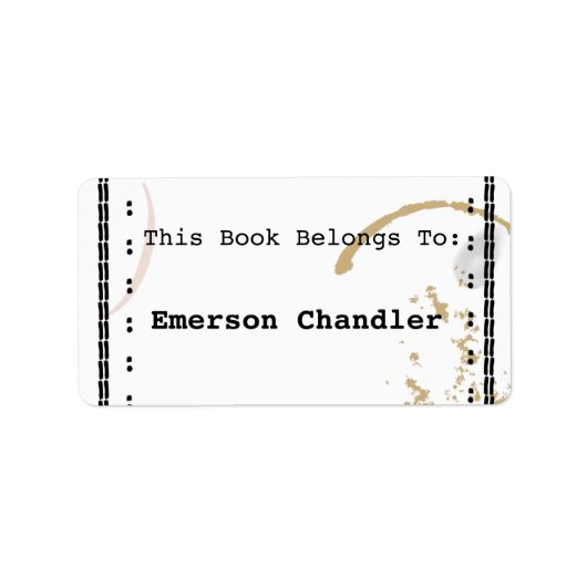 タイプライターアートコーヒーステイン編集可能蔵書票 ラベル (正面)