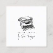 タイプライターエディターQRコードソーシャルメディアアイコン スクエア名刺 (裏面)