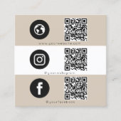 タイプライターエディターQRコードソーシャルメディアアイコン スクエア名刺 (正面)