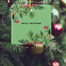 タイプライターエレガントクリスマスの葉ホリーベリー