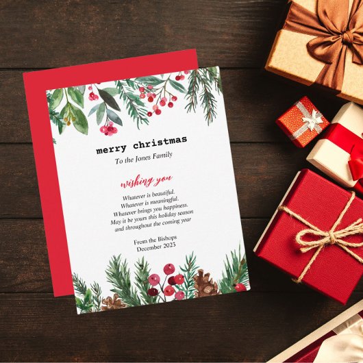 タイプライターエレガントクリスマスホリーベリー シーズンカード