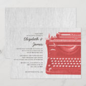 タイプライターエレガント鍵結婚式招待状 招待状 (正面/裏面)