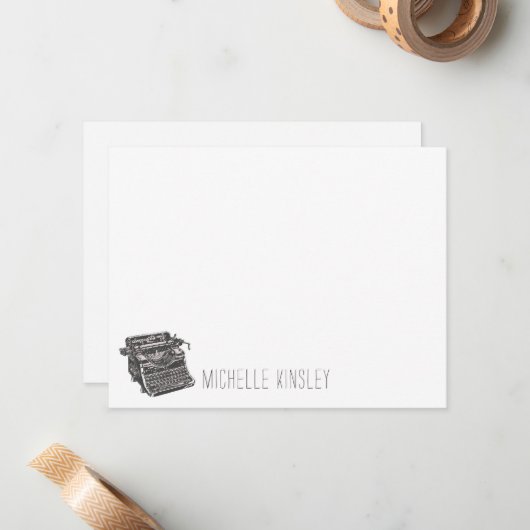 タイプライターキーボードライターレトログレーヴィンテージ ノートカード (正面/裏面インサイチュ)
