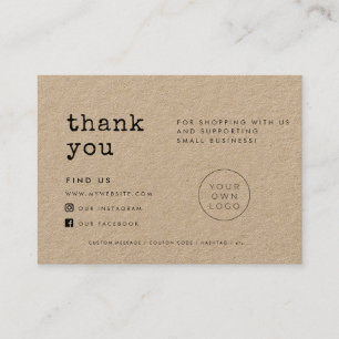 タイプライタークラフトありがとうございましたパッケージ挿入カード 名刺