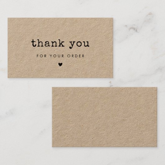 タイプライタークラフトご注文カードありがとうございます 名刺 (正面/裏面)