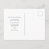 タイプライターシンプルフォントの写真の移動の発表 ポストカード (裏面)