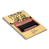 タイプライタージャーナルモノグラム名レトロノート ノートブック (右側)