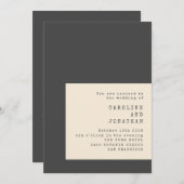 タイプライタータイポグラフィ白黒結婚ズ 招待状 (正面/裏面)