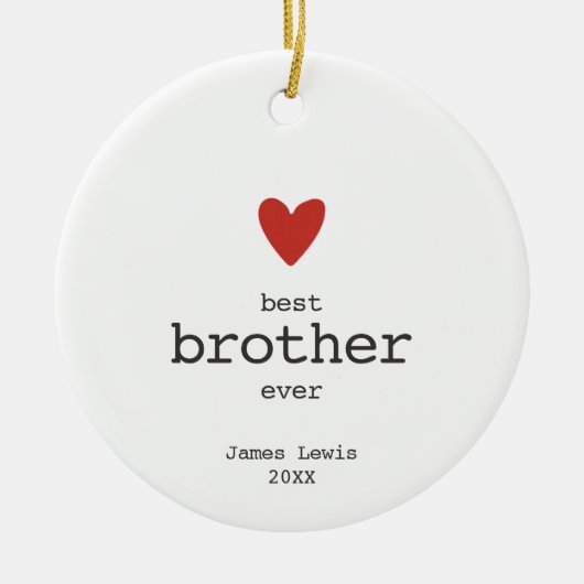 タイプライターパーソナライズされた最高のフォントブラザー セラミックオーナメント (正面)