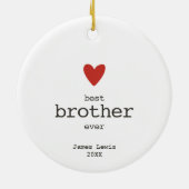 タイプライターパーソナライズされた最高のフォントブラザー セラミックオーナメント (裏面)