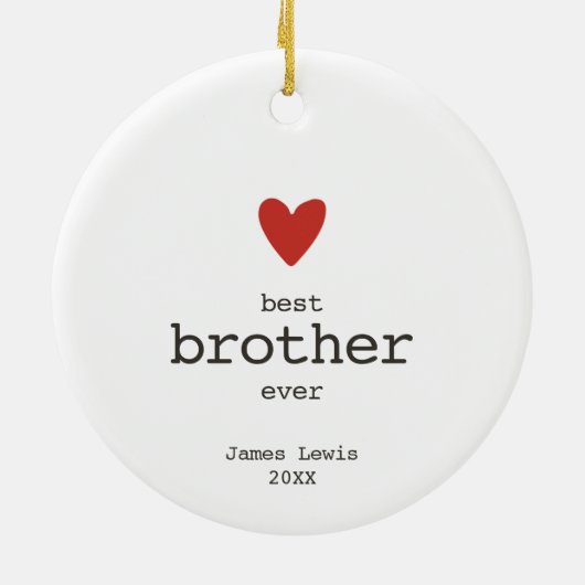 タイプライターパーソナライズされた最高のフォントブラザー セラミックオーナメント (裏面)
