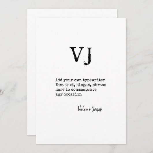 タイプライターフォントテンプレートカスタム – 詩引用文詩 (正面/裏面)