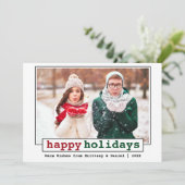 タイプライターフォントハッピーホリデー写真 シーズンカード (スタンド正面)