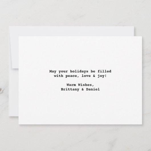 タイプライターフォントハッピーホリデー写真 シーズンカード (裏面)